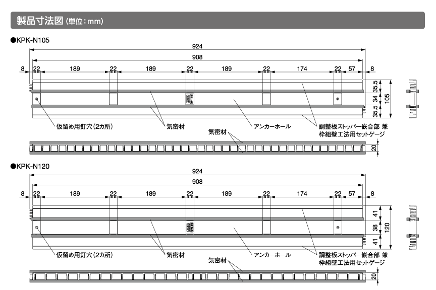 城東テクノ 気密パッキンロング 【KPK-N120】 / 建築金物格安価格 愛知名古屋尾張 指定地域は12時まで発注で当日納品 金物屋カネオク